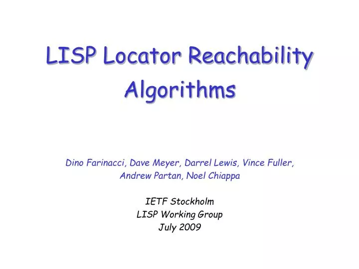 lisp locator reachability algorithms
