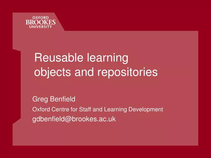 reusable learning objects and repositories