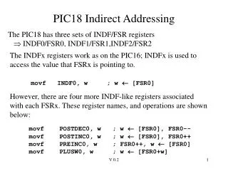 PIC18 Indirect Addressing