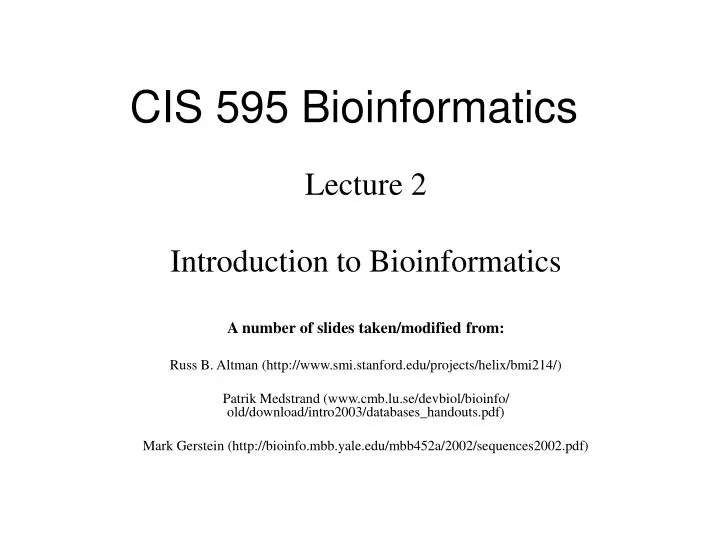 cis 595 bioinformatics