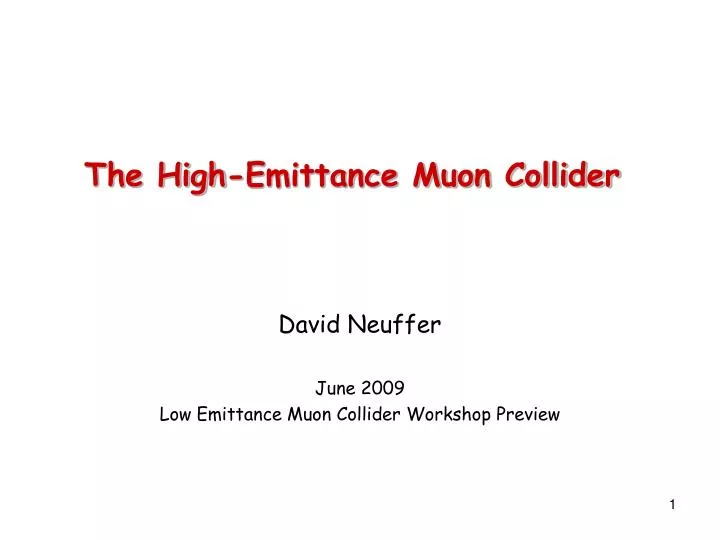 the high emittance muon collider