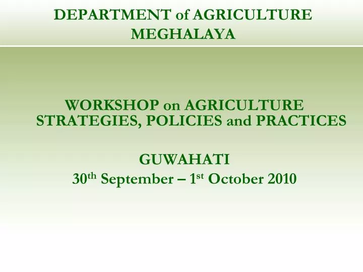 department of agriculture meghalaya
