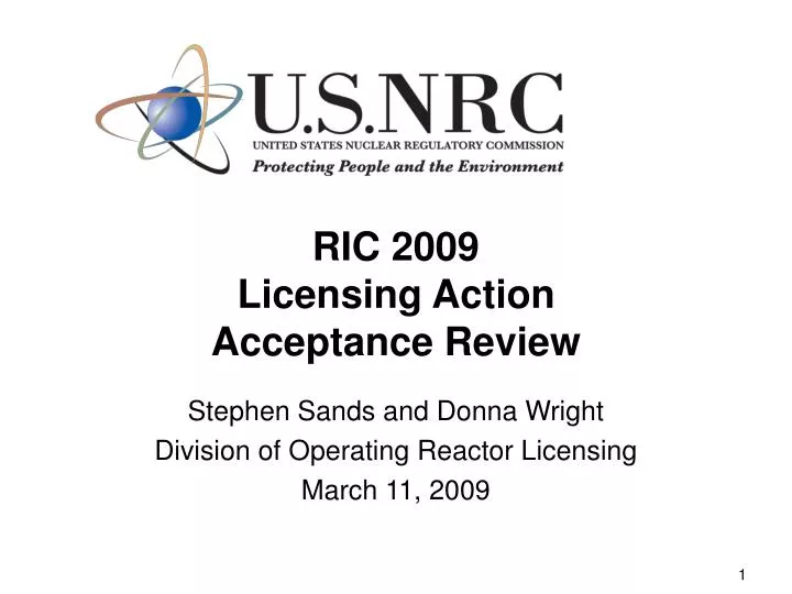 ric 2009 licensing action acceptance review