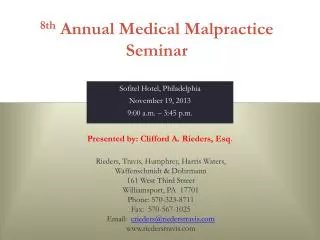8th Annual Medical Malpractice Seminar