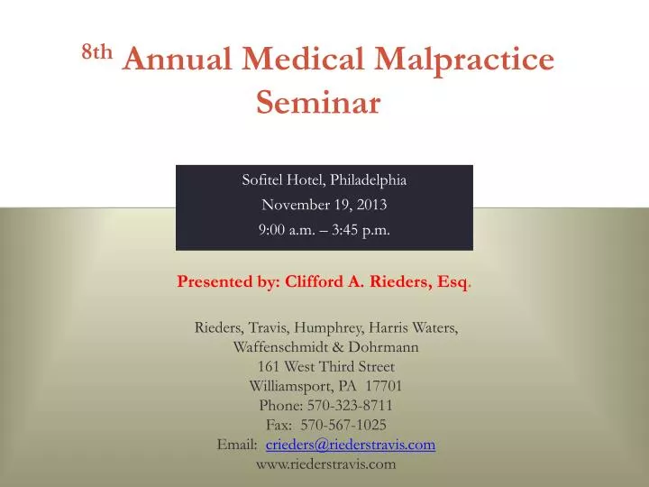 8th annual medical malpractice seminar
