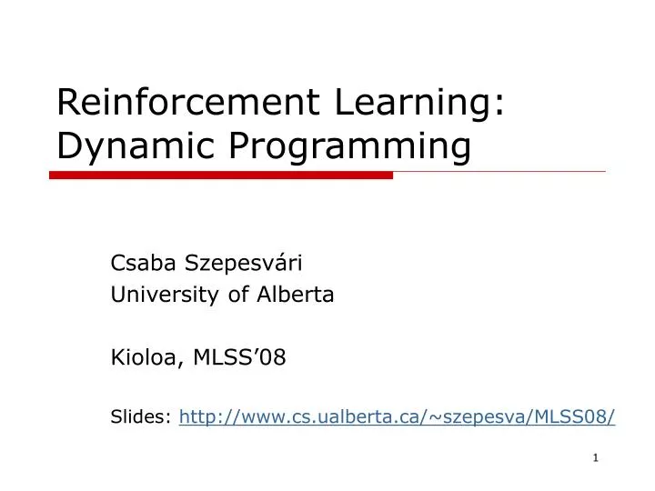reinforcement learning dynamic programming