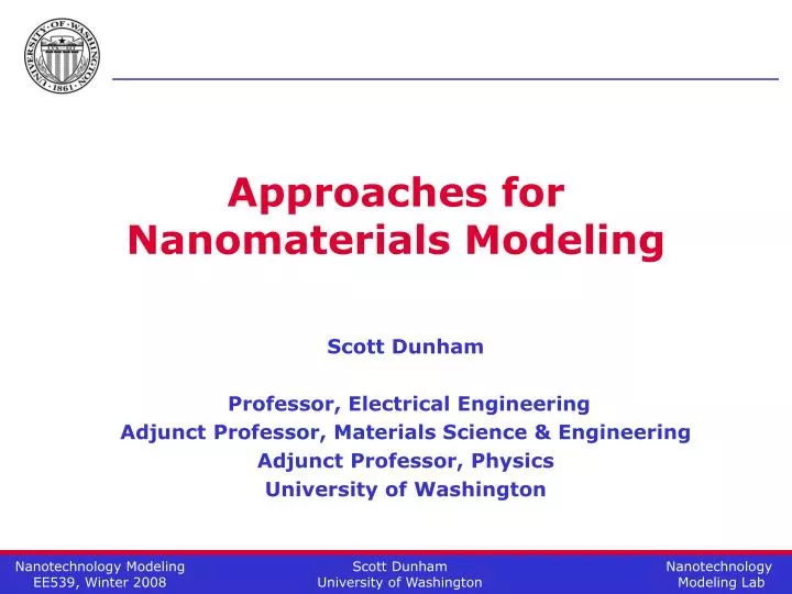 approaches for nanomaterials modeling