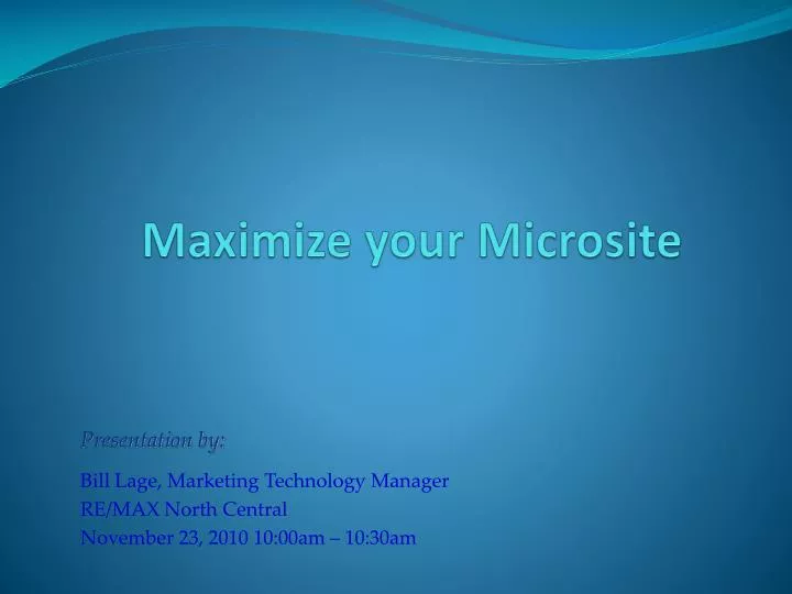 maximize your microsite