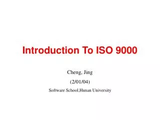 Introduction To ISO 9000