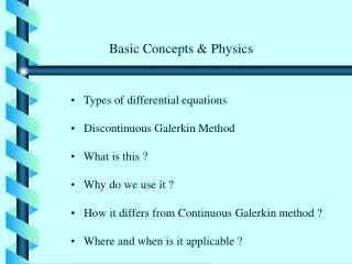 Types of differential equations Discontinuous Galerkin Method What is this ?