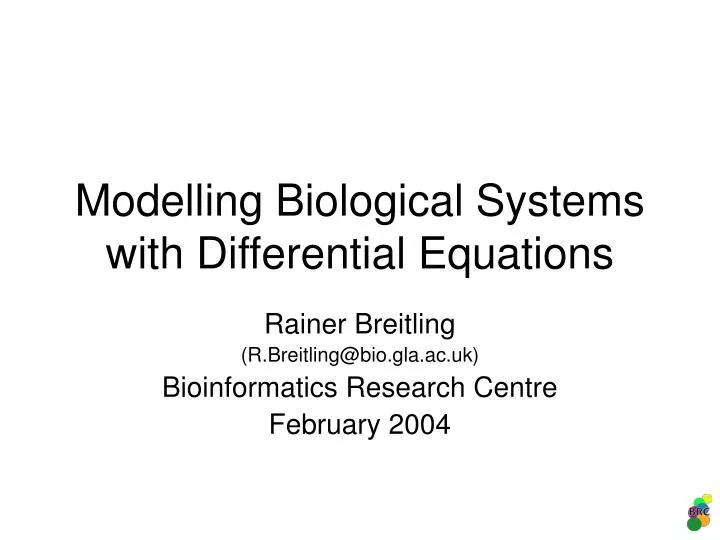 modelling biological systems with differential equations