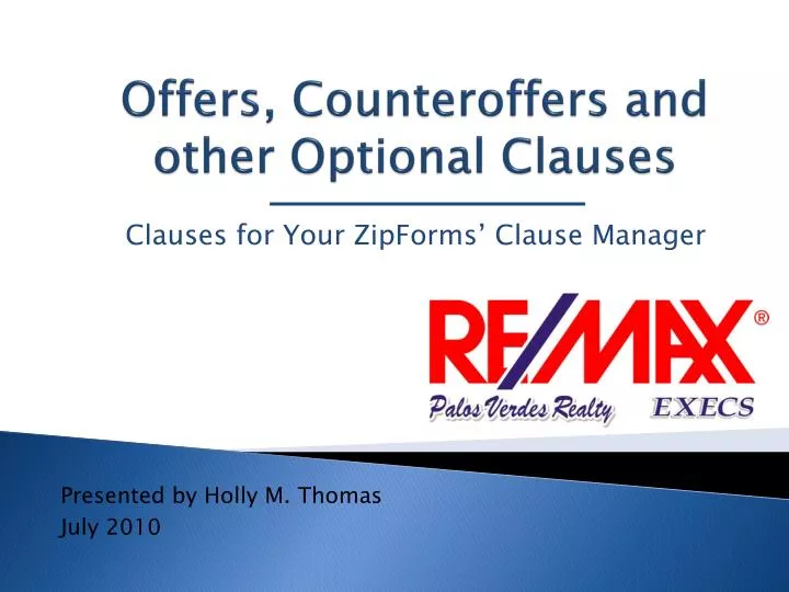 offers counteroffers and other optional clauses