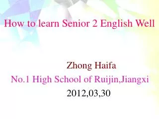 how to learn senior 2 english well