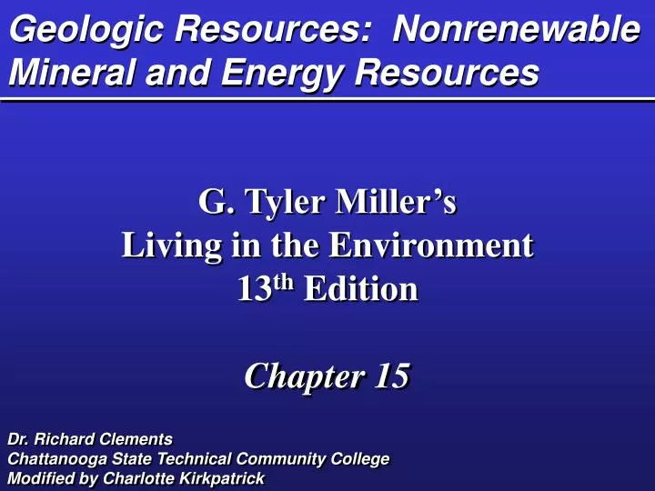 geologic resources nonrenewable mineral and energy resources