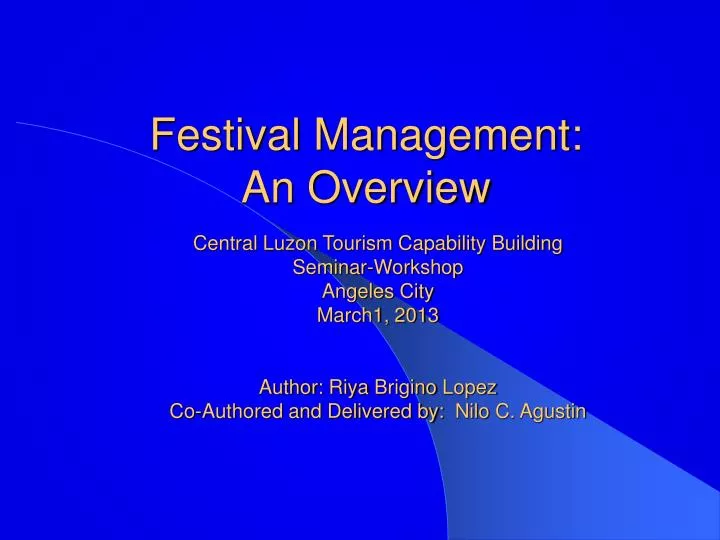 festival management an overview