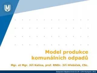 model produkce komun ln ch odpad mgr et mgr ji kalina prof rndr ji h eb ek csc