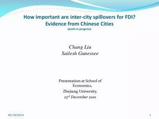 How important are inter-city spillovers for FDI? Evidence from Chinese Cities (work-in-progress)