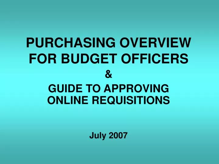 purchasing overview for budget officers