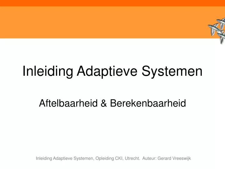 inleiding adaptieve systemen