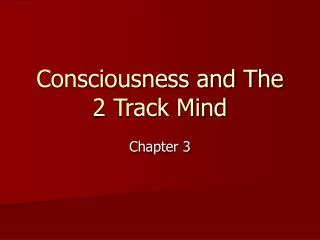 Consciousness and The 2 Track Mind