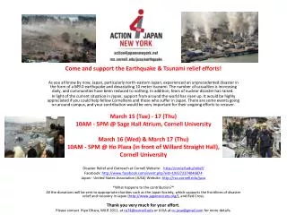 Come and support the Earthquake &amp; Tsunami relief efforts!