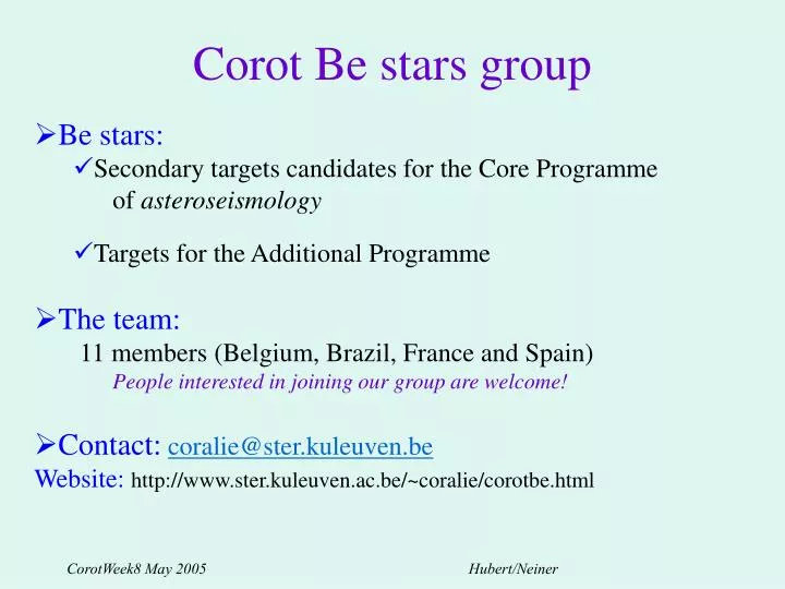 corot be stars group