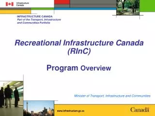 Recreational Infrastructure Canada (RInC) Program Overview