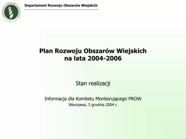 plan rozwoju obszar w wiejskich na lata 2004 2006