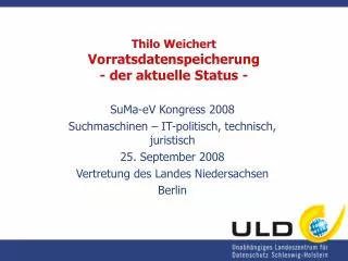 thilo weichert vorratsdatenspeicherung der aktuelle status