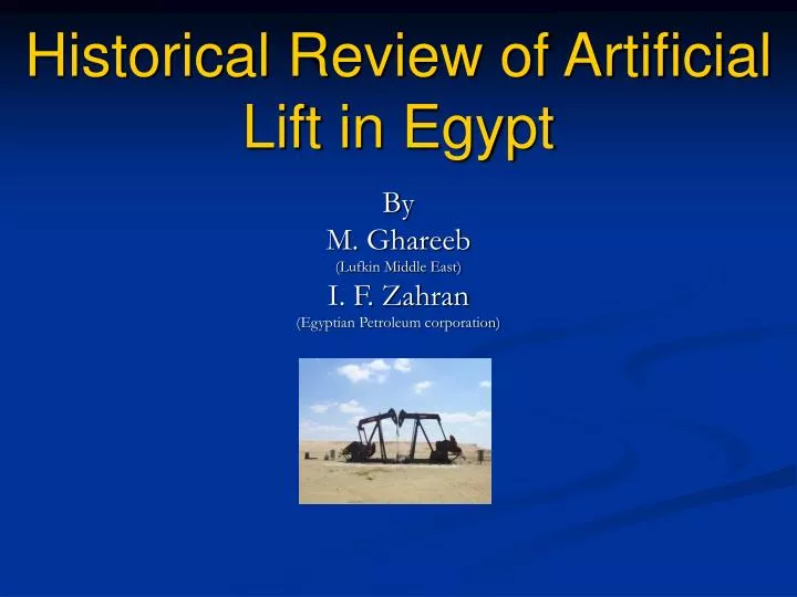 historical review of artificial lift in egypt