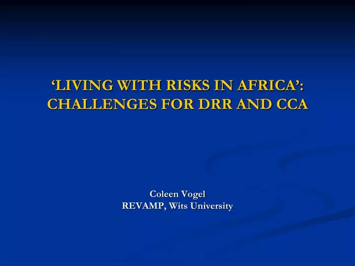 living with risks in africa challenges for drr and cca