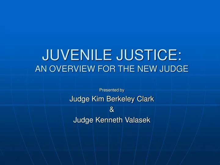 juvenile justice an overview for the new judge
