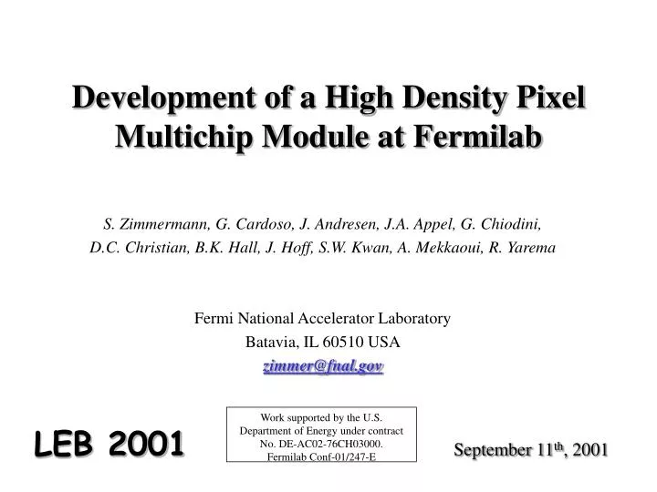 development of a high density pixel multichip module at fermilab