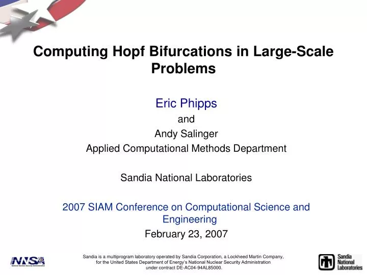 computing hopf bifurcations in large scale problems