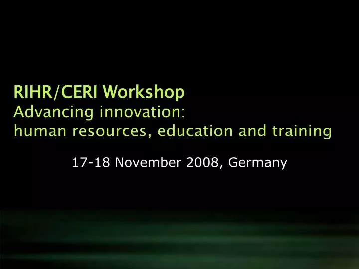 rihr ceri workshop advancing innovation human resources education and training