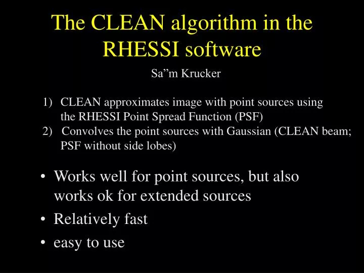 the clean algorithm in the rhessi software