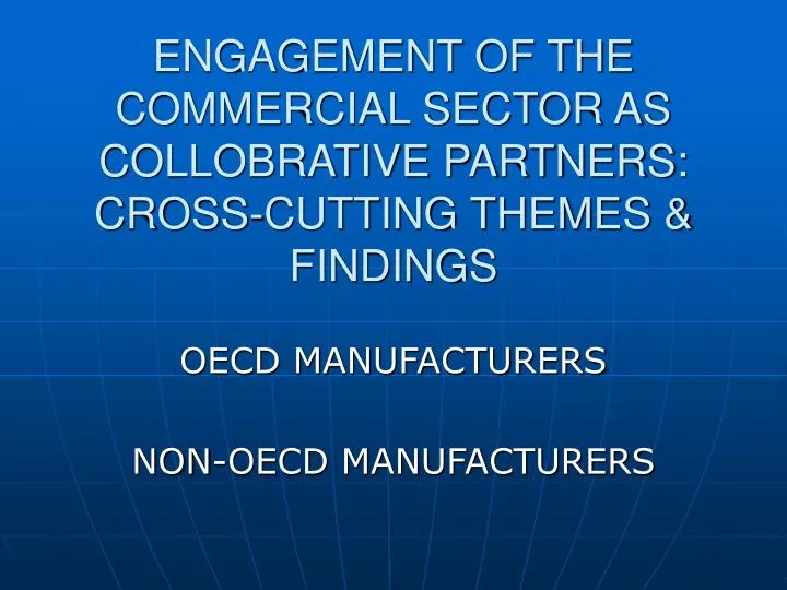 engagement of the commercial sector as collobrative partners cross cutting themes findings