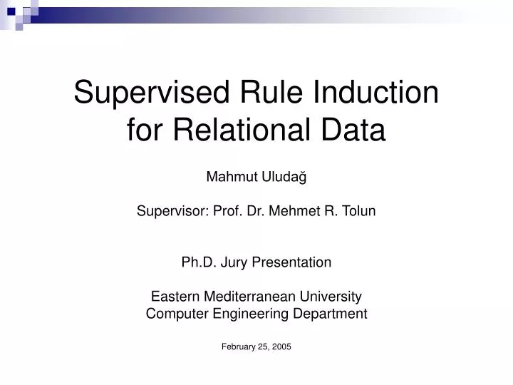 supervised rule induction for relational data