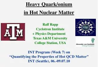 Heavy Quark/onium in Hot Nuclear Matter