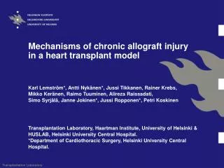 Mechanisms of chronic allograft injury in a heart transplant model