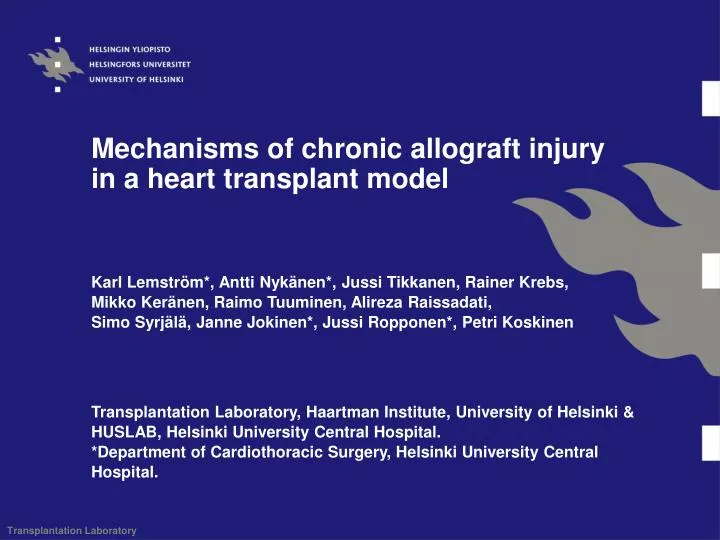 mechanisms of chronic allograft injury in a heart transplant model