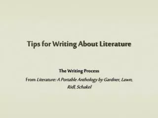 Tips for Writing About Literature