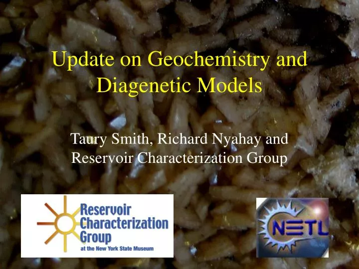 update on geochemistry and diagenetic models