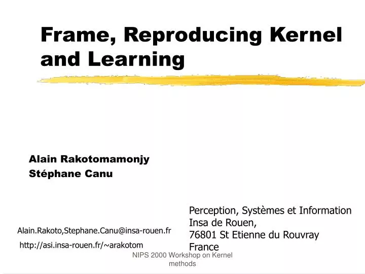 frame reproducing kernel and learning