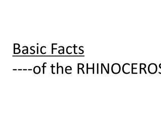 Basic Facts ----of the RHINOCEROS