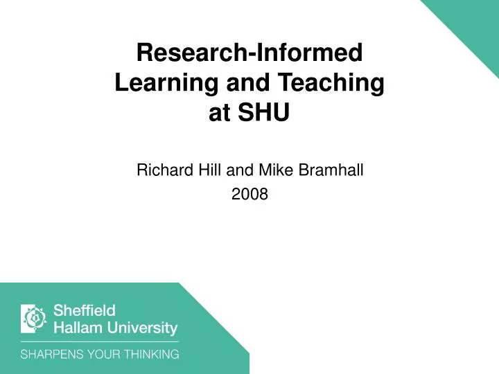 research informed learning and teaching at shu