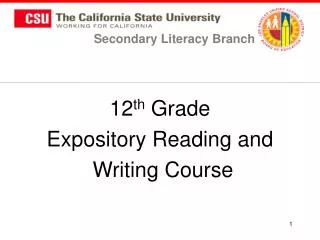 12 th Grade Expository Reading and Writing Course