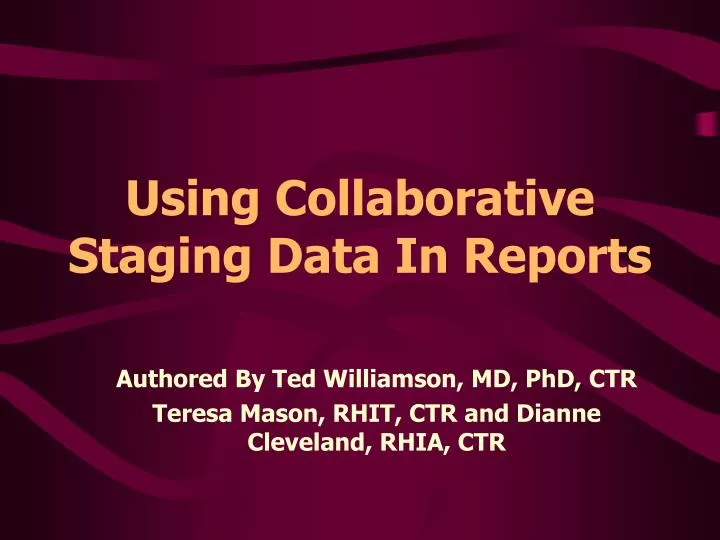 using collaborative staging data in reports