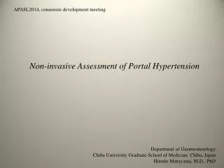Non-invasive Assessment of Portal Hypertension