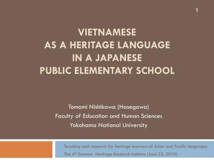 vietnamese as a heritage language in a japanese public elementary school